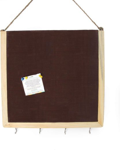 IVEI Wooden Pinboard with keyhooks - Brown