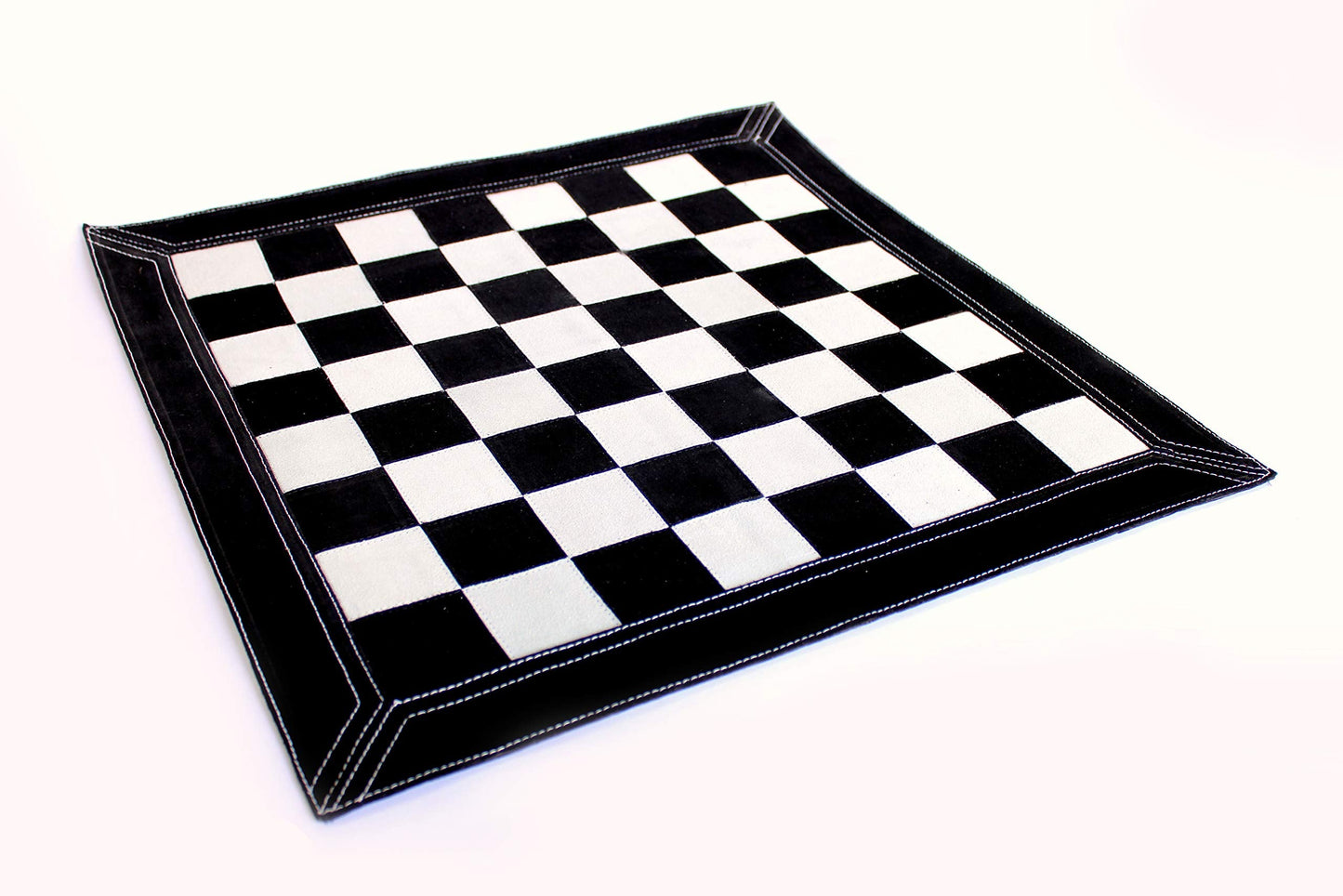 Stonkraft - 19" x 19" - Genuine Suede Leather Chess Board - Black | Roll-up Chess | Tournament Chess