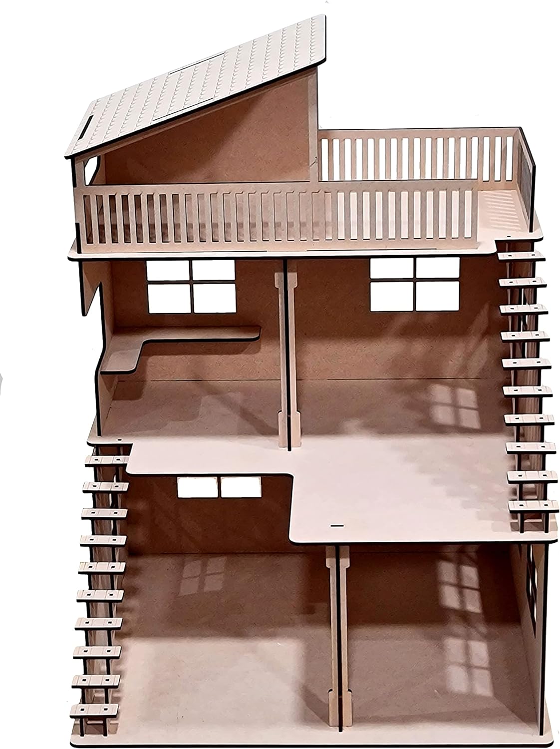 StonKraft Wooden Doll House Dollhouse - Home Decor, Construction Toy, Modeling Kit, School Project - Easy to Assemble 3D Puzzle