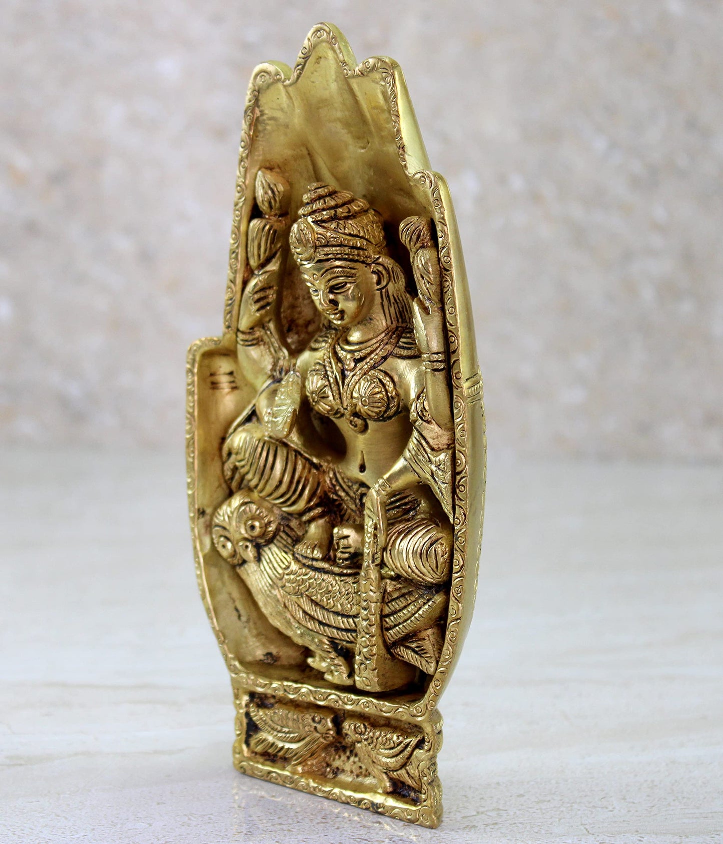 eSplanade Brass Lakshmi Laxmi Goddess Murti Idol Statue Sculpture Figurine - Pooja Idols - Home Decor - Golden - 7" Inches