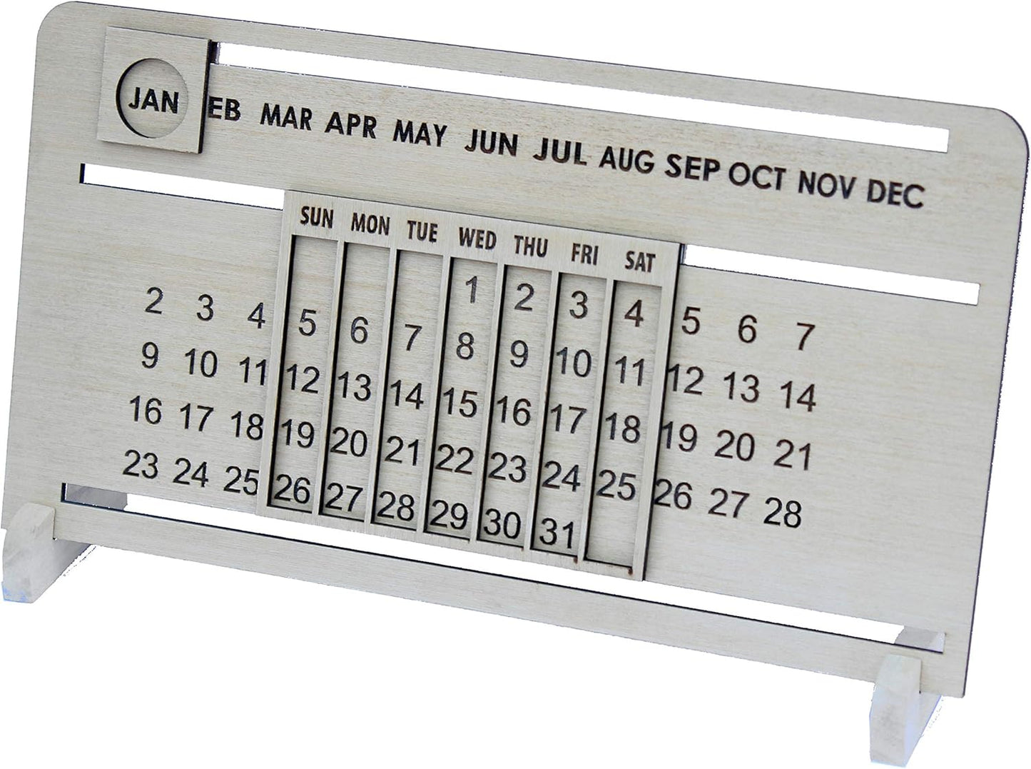 IVEI Wooden Sliding Perpetual Calendar- Table Top Calendar Set - Desktop Calendar- Lifetime Calendar- Wooden Calendar for Desk Decor, Study Room - Sliding Endless Calendar for Office, School, Home