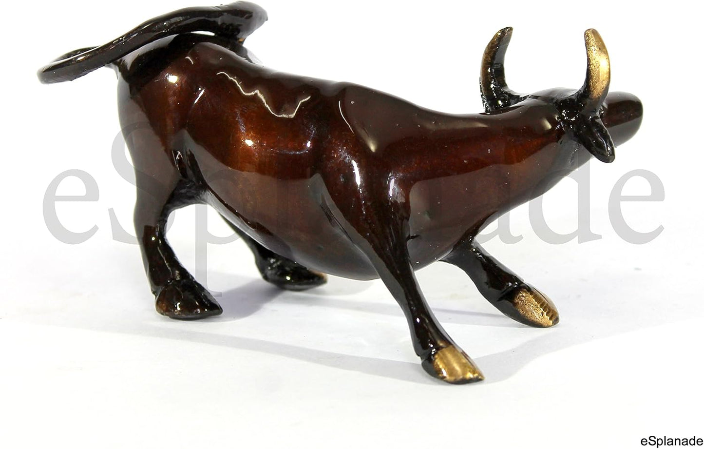 eSplanade Brass Charging Bull - Wall Street Charging Bull - Bowling Green Bull - 5" Inches Showpiece | Home Decor