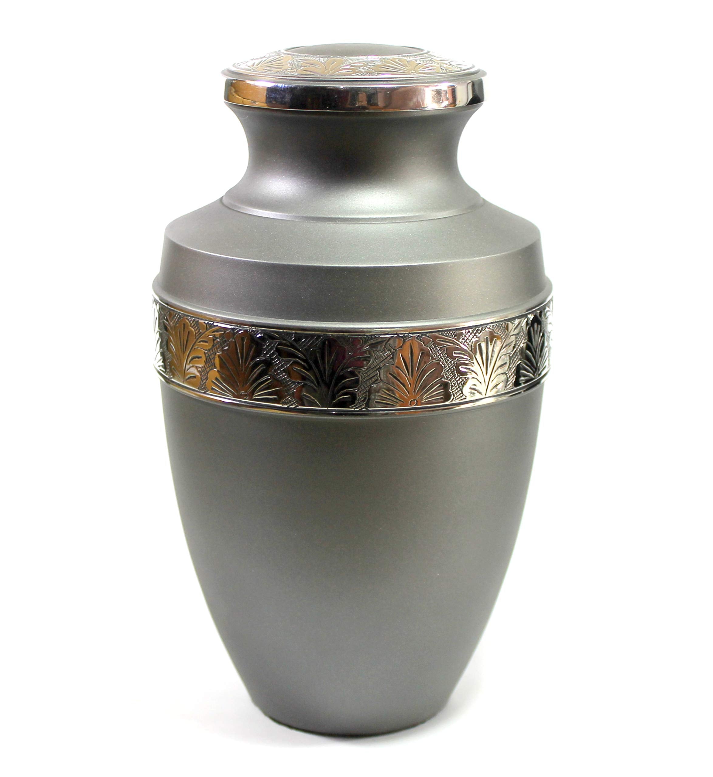 eSplanade Brass Cremation Urn Memorial Jar Pot Container | Full Size Urn for Funeral Ashes Burial | Engraved Metal Urn |
