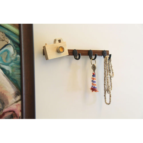 IVEI Sleek and Simple Minimal Wooden Handcrafted Camera & Elephant Hook - for Room - Hooks for Clothes and Bags - Hooks for Keys - Key Holder