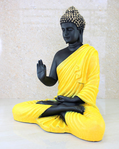 eSplanade Resin Meditating Buddha Showpiece | Home Decor | Idol Statue Figurine Murti | Tibetan Buddhist Statue - 14" Inches Height - Big Size