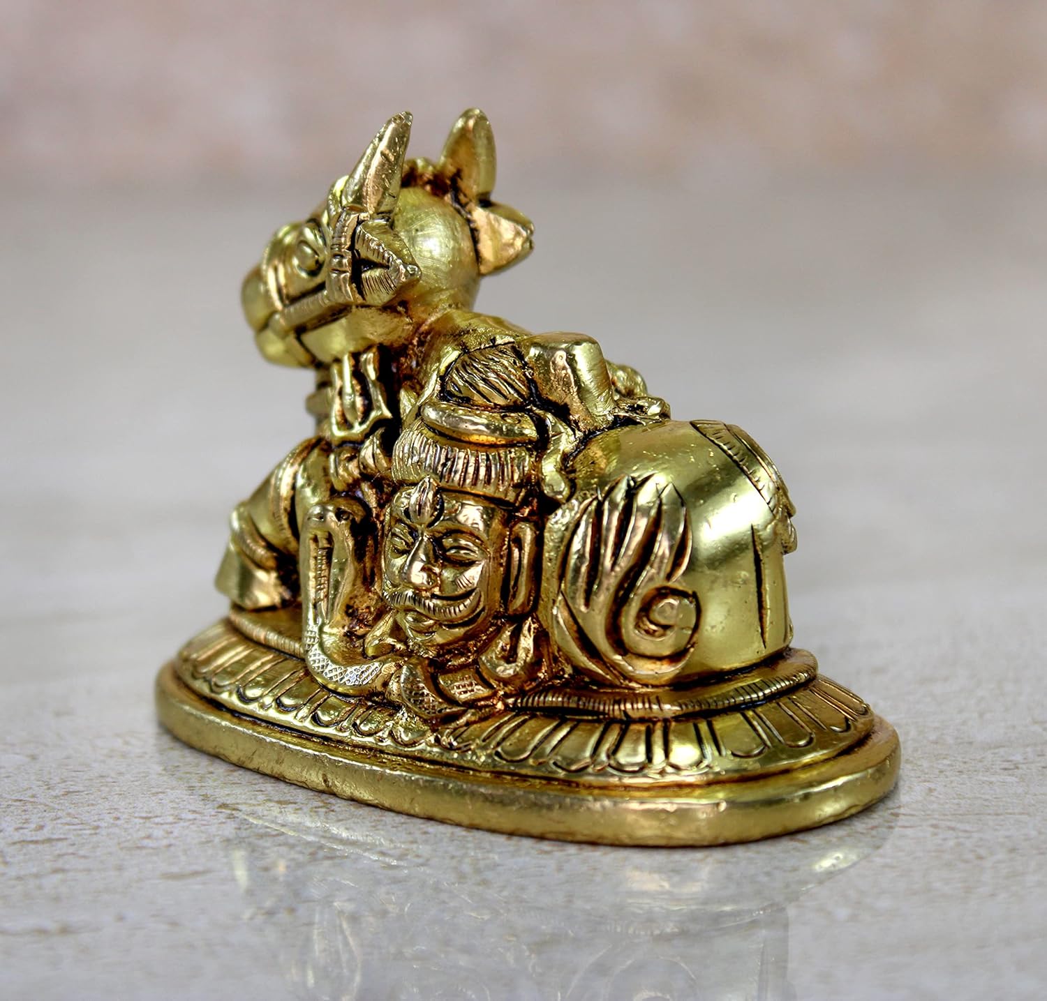 eSplanade Brass Shiva Parvati Pariwar - Shiva Family | Shiva Bholenath Shankar Parvati Ganesh Ganesha Nandi Family Murti Idol Statue Sculpture - Small Size - 2.25" inches