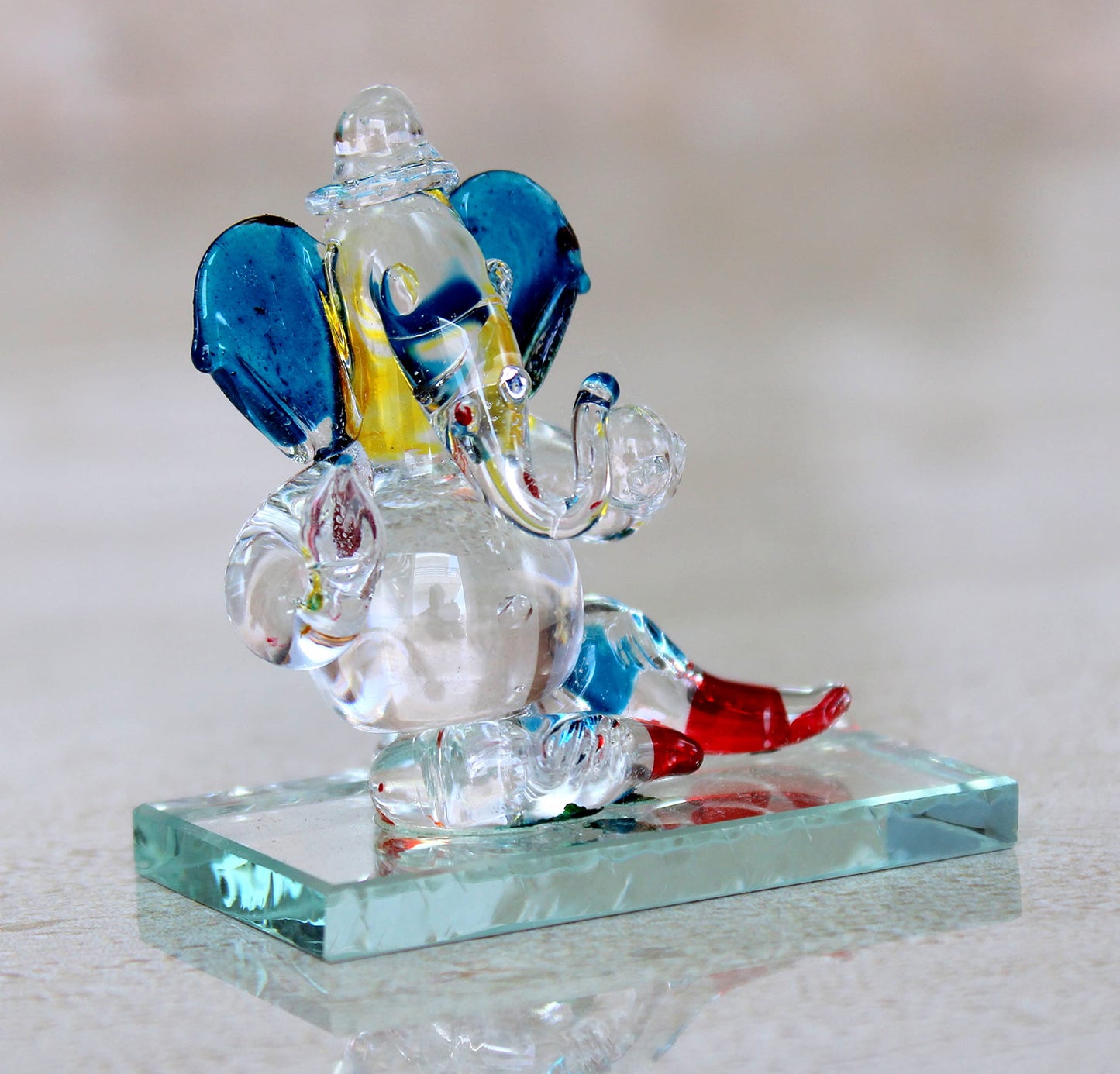 eSplanade Glass Ganesha Idol | Home Decor | Ganpati Ganapati Murti Statue - 2" Inches (Small Size) - Ideal for Car Dashboard