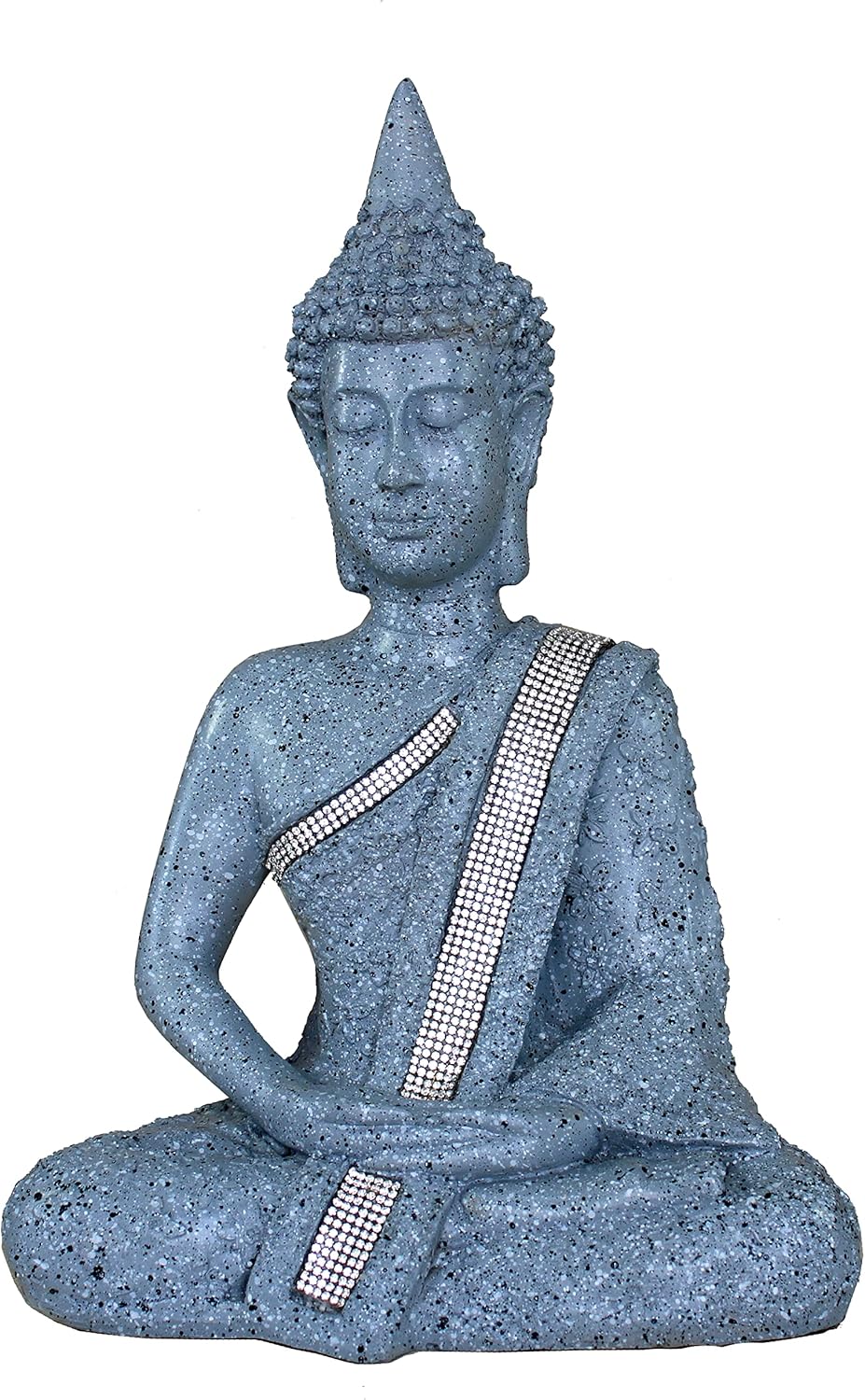 eSplanade Resin Meditating Buddha Showpiece | Home Decor | Idol Statue Figurine Murti | Tibetan Buddhist Statue - 11.5" Inches - Grey