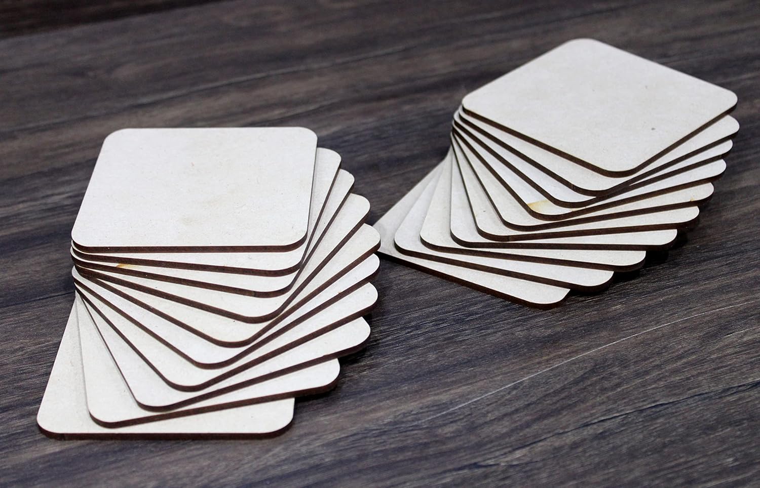 eSplanade DIY Thin MDF Coasters Wood Sheet Craft - MDF Plain Wooden Coasters Square Shaped Blank Cutouts for Painting; Decoupage; Resin Art Work & Decoration - Set of 20 (3.5" x 3.5" Inches)