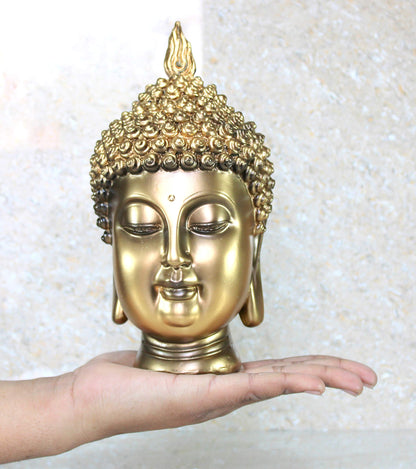 eSplanade Buddha Head Statue for Home Decor | Resin Buddha Face Showpiece for Living Room, Meditation, Office Table Desk, Shelf | Tibetan Buddhist Idol | Zen or Yoga Figurine Gifts | Blue, 12 Inch