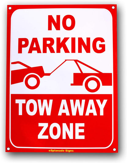 eSplanade No Parking Sign Red & White Sticker Decal - Easy to Mount Weather Resistant Long-Lasting Ink