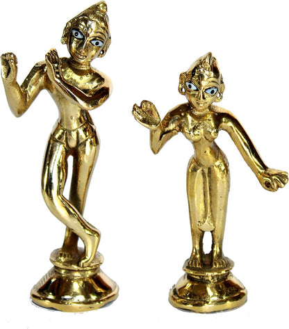 eSplanade - Brass - 4.25" - Pair of Brass Radha Kishan Krishna Murti Idol Statue Sculpture