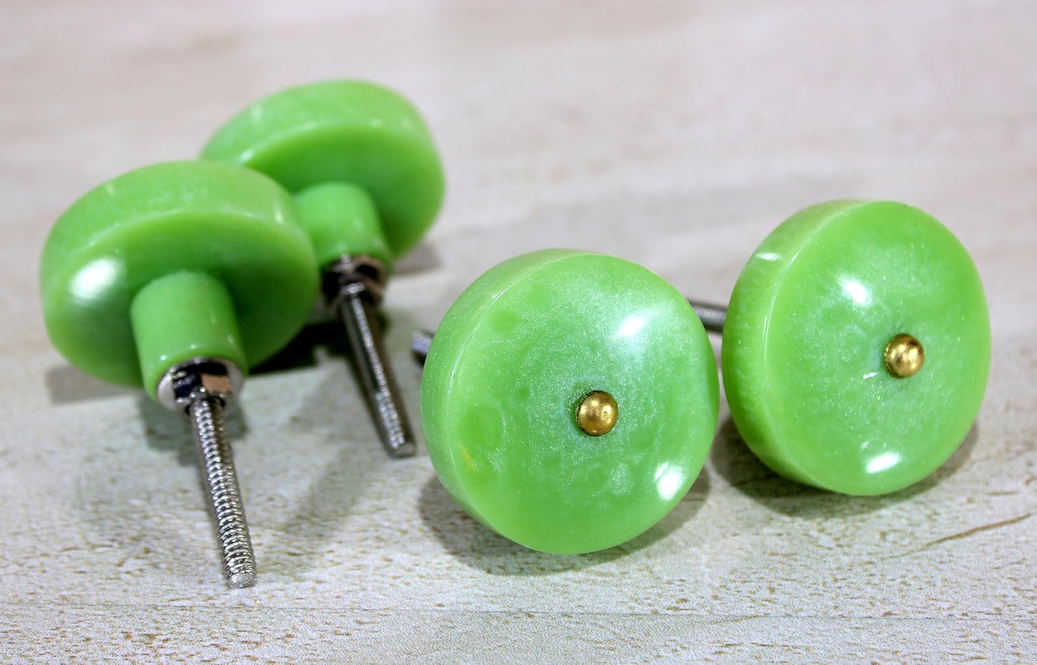eSplanade Cupboard Drawer Door Acrylic Knobs - Set of 4 | Drawer Handles Cupboard Pulls Almirah Hooks | Acrylic Plastic - Diameter 4 cms (Green)