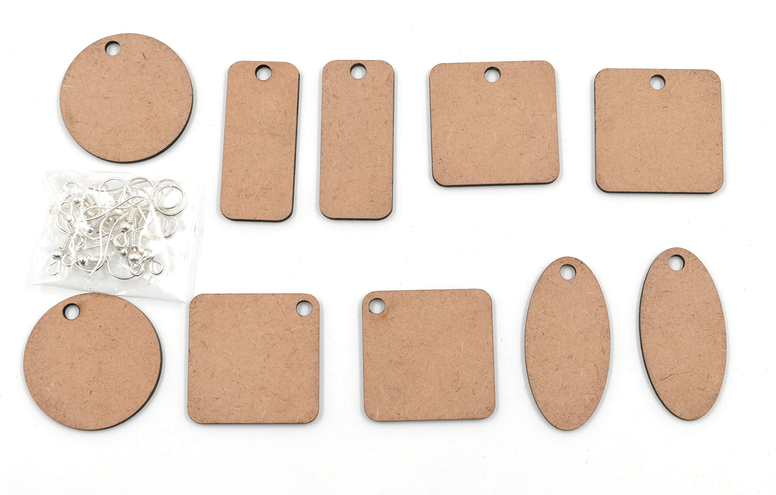 IVEI DIY MDF Earrings Wood Sheet Craft - MDF Cutouts Fancy & Basic Earrings - Plain MDF Blanks Cutouts - Set of 5 for Painting Wooden Sheet Craft, Decoupage, Resin Art Work & Decoration