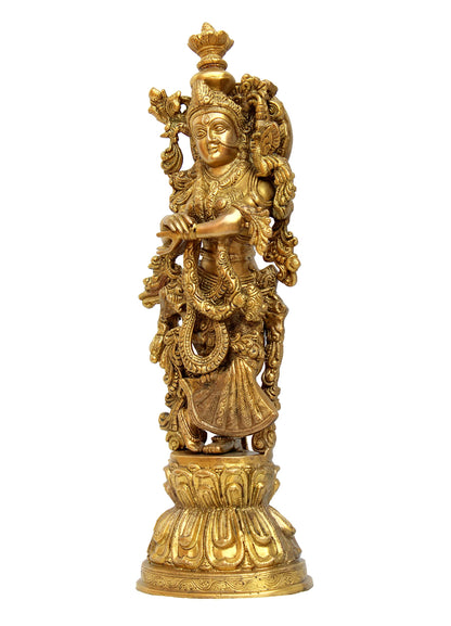 eSplanade - Brass Radha Krishna - Big Size - Brass Radha Idol Statue Sculpture (21") (Krishna Antique)