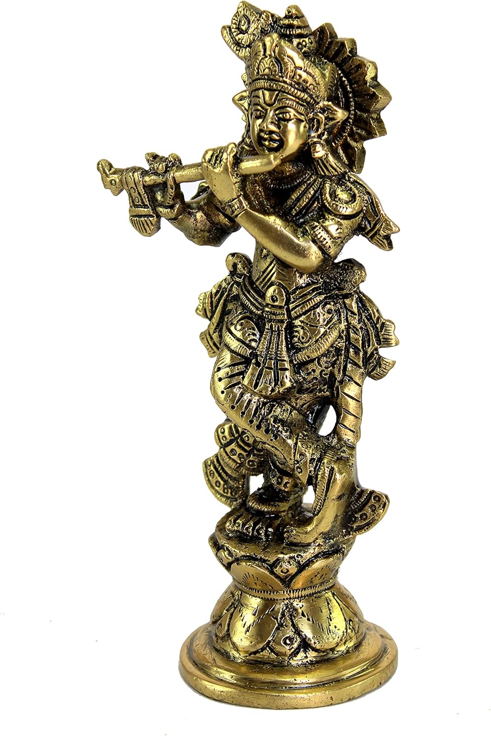 eSplanade Brass Krishna Kishan Makhan Chor Thakurji Murti Idol Statue - 7 inches | Pooja Idols | Home Decor