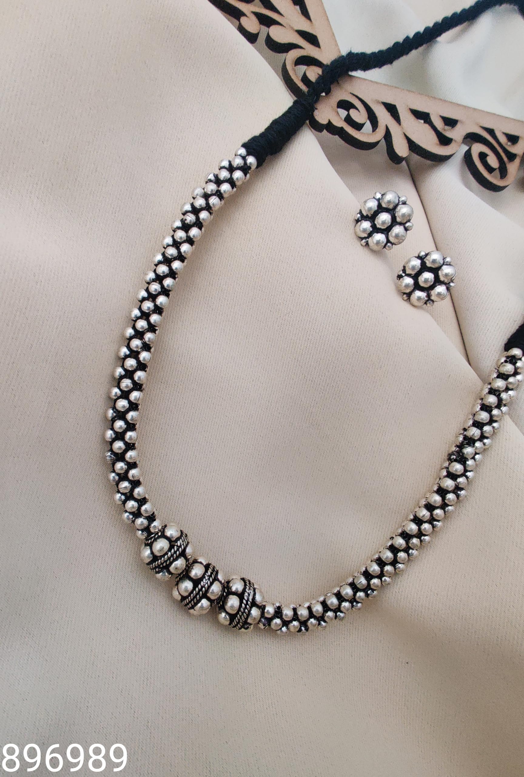 Binni s Wardrobe Oxidized Jewellery Set (Necklace, Earings, Womens), Metal, No Gemstone