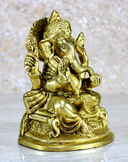 eSplanade 5" Ganesha Brass Showpiece | Home Decor | Ganesh Ganesha Ganpati Ganapati Murti Idol (Sitting Ganesha)