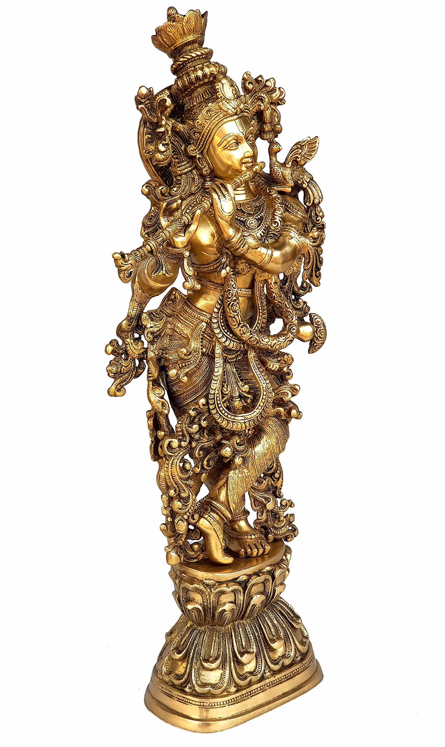 eSplanade - Brass Lord Krishna Kishan Murti Idol Statue Sculpture - 29" Inches - Very Big Size