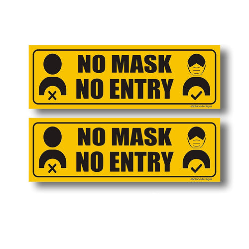 eSplanade No Mask No Entry Sign Sticker Decal - Easy to Mount Weather Resistant Long Lasting Ink Size (9