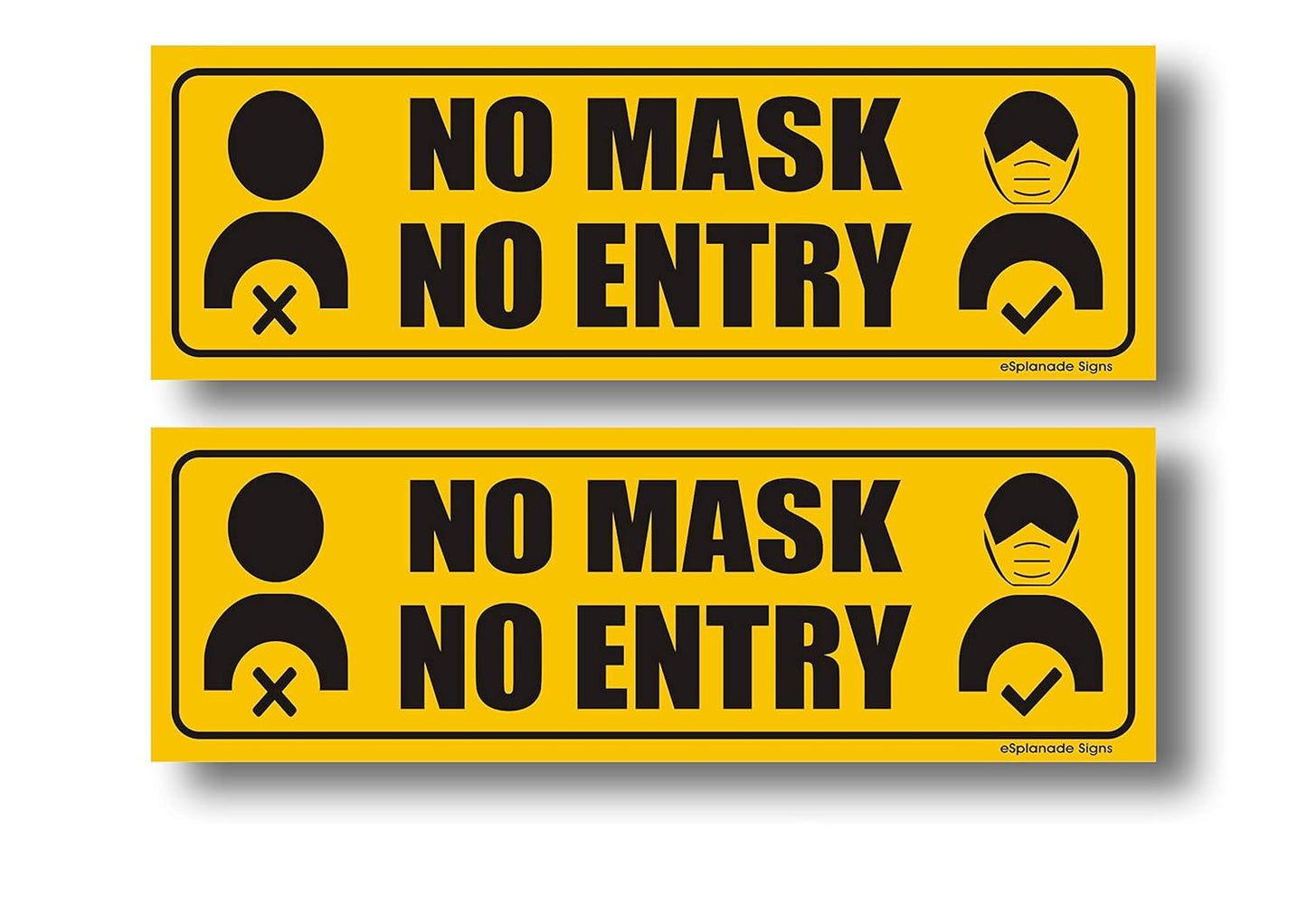 eSplanade No Mask No Entry Sign Sticker Decal - Easy to Mount Weather Resistant Long Lasting Ink Size (9" x 3")