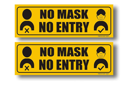 eSplanade No Mask No Entry Sign Sticker Decal - Easy to Mount Weather Resistant Long Lasting Ink Size (9" x 3")