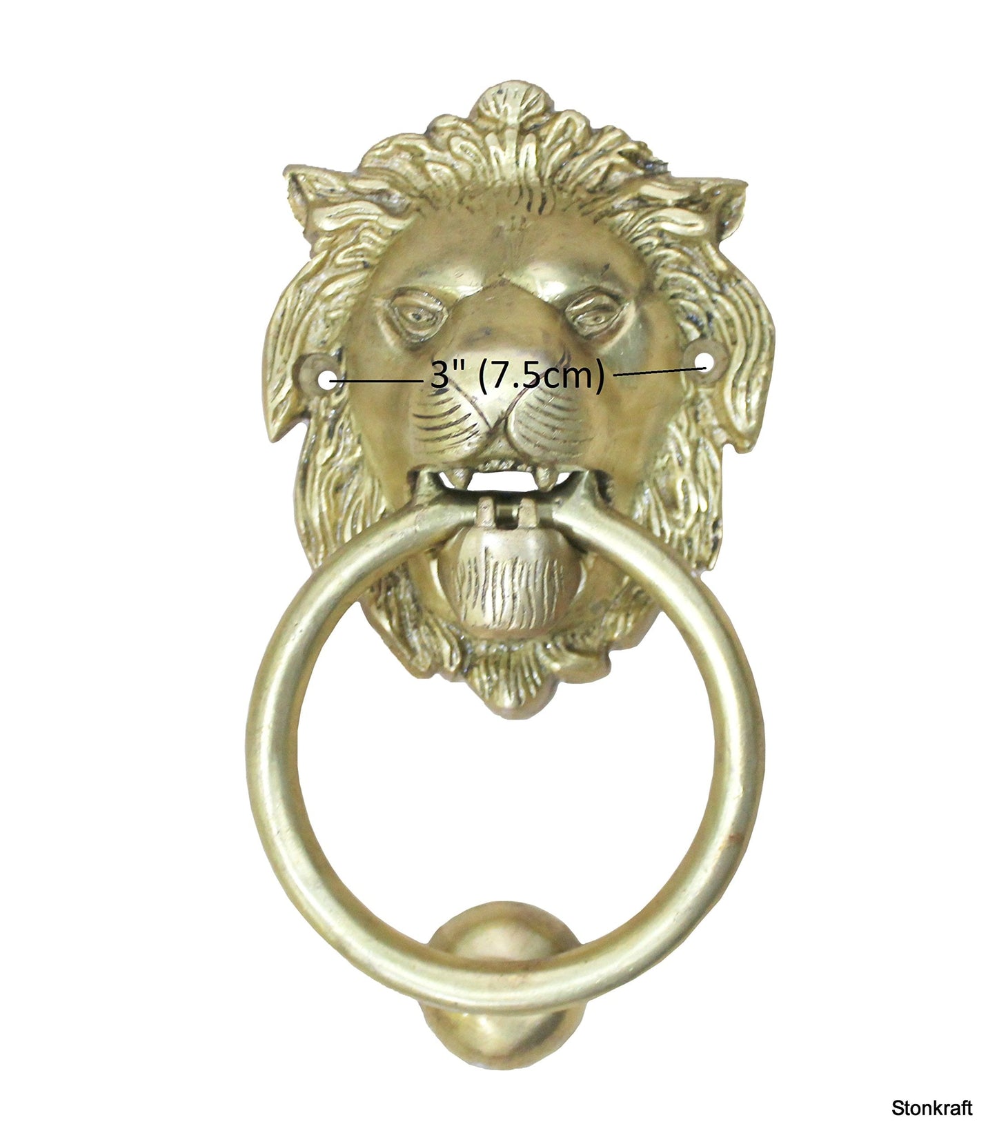 StonKraft Brass Lion Door Knocker Knockers Gate Knocker Door Accessories (Lion 5")