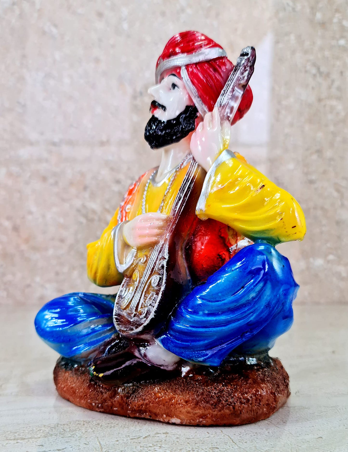 eSplanade Resin Rajasthani Punjabi Musical Folks Showpiece Figurine Sculpture (Set of 6) | Decorative Items - Home Decor | Multicolour - 6.6" Inches