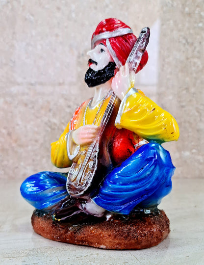 eSplanade Resin Rajasthani Punjabi Musical Folks Showpiece Figurine Sculpture (Set of 6) | Decorative Items - Home Decor | Multicolour - 6.6" Inches (Yellow multi)