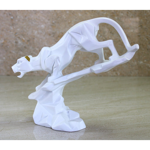 eSplanade Resin White Panther Sculpture Statue Figurine Showpiece | Statement Decorative Item Home Decor - 9.5