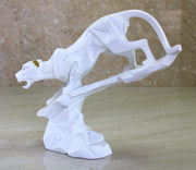 eSplanade Resin White Panther Sculpture Statue Figurine Showpiece | Statement Decorative Item Home Decor - 9.5" Inches (Length)