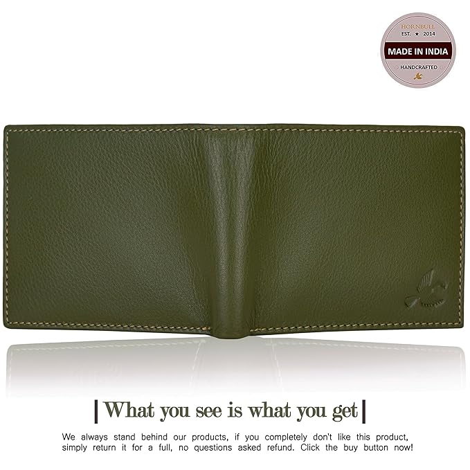 HORNBULL Maddison Mens Olive Green Leather Wallet for Men | Stylist Mens Wallet with RFID Blocking | Genuine Leather Wallets Gift for Mens
