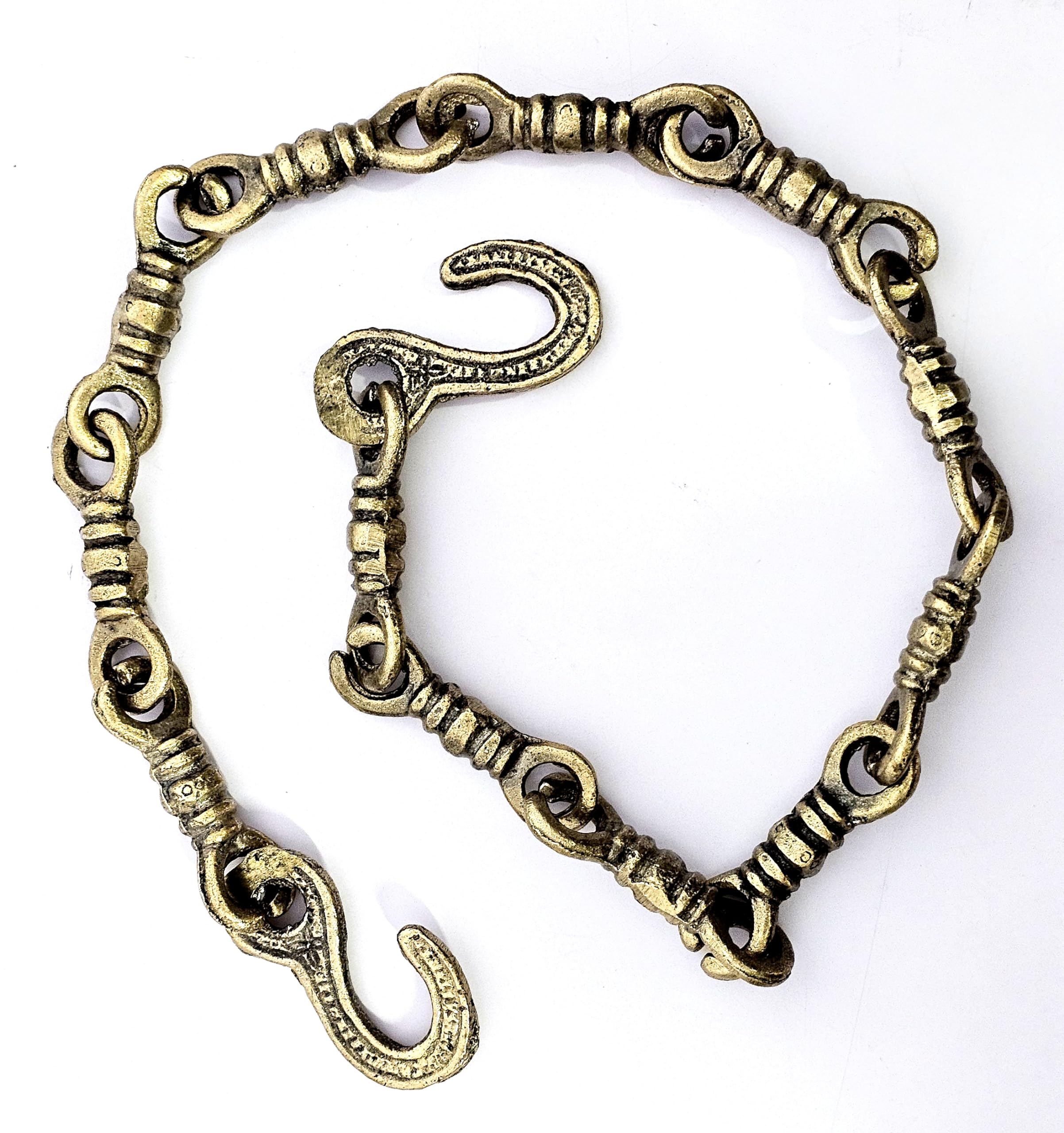 eSplanade Brass Chain with Hooks for Hanging Bell Diya Deepak Bells - Length 2 Feet (24" Inches) - Golden