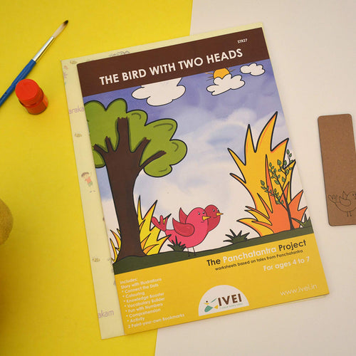 IVEI Panchatantra Story Kids Learning Book - Workbook and 2 DIY Bookmarks - Colouring Activity Worksheets - Creative Fun Activity and Education for Kids - The Bird with Two Heads ( Age 4 to 7 Years )