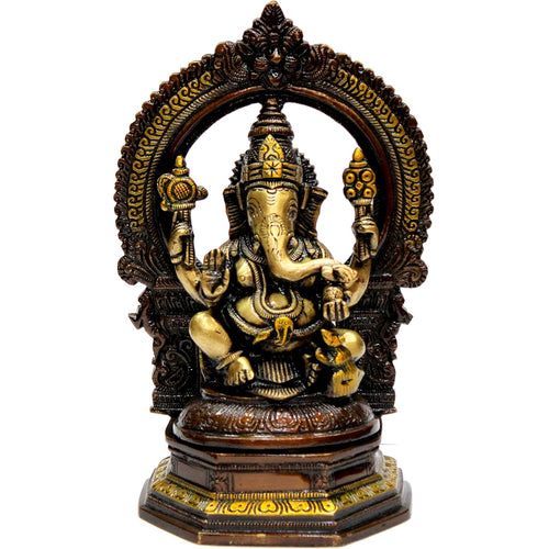 eSplanade Brass Ganesh Ganesha Ganpati Vinayak Showpiece | Murti Idol Statue Sculpture - 9.75