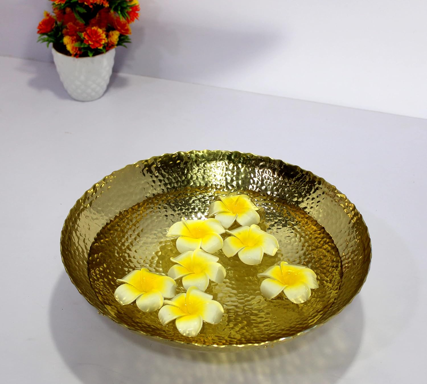 eSplanade - Ethnic Decorative Metal Urli Traditional Bowl - Fruits/Dry Fruits Bowl Showpiece for Dining/Drawing Room - Home Decor | 9.5" Inches Dia.-Small