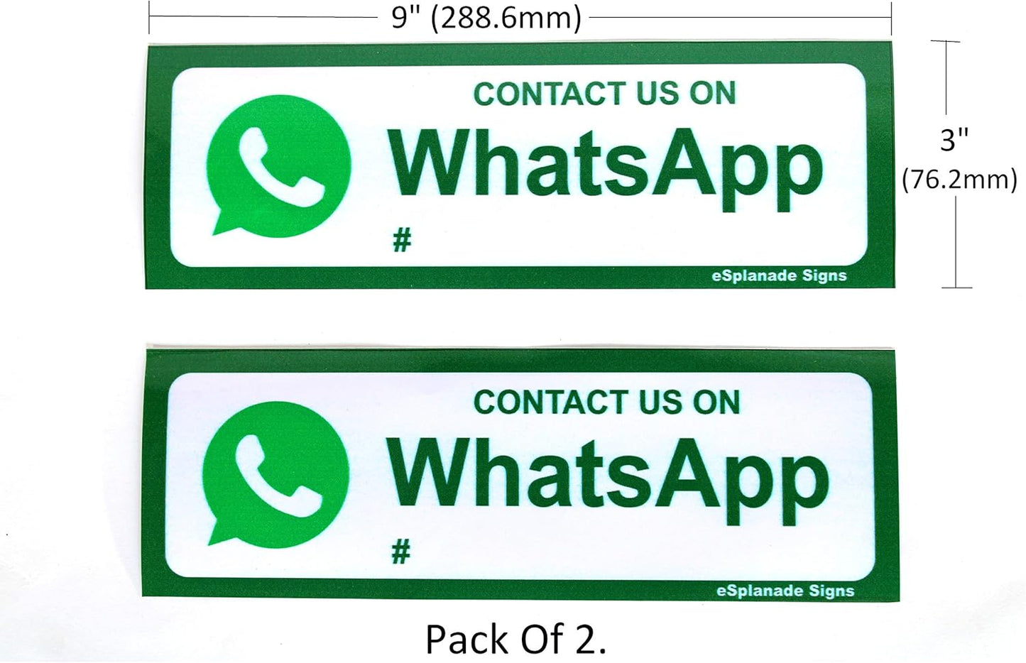 eSplanade CONTACT US ON WhatsApp Sign Sticker Decal - Easy to Mount Weather Resistant Long Lasting Ink Size (9" x 3")