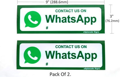 eSplanade CONTACT US ON WhatsApp Sign Sticker Decal - Easy to Mount Weather Resistant Long Lasting Ink Size (9" x 3")