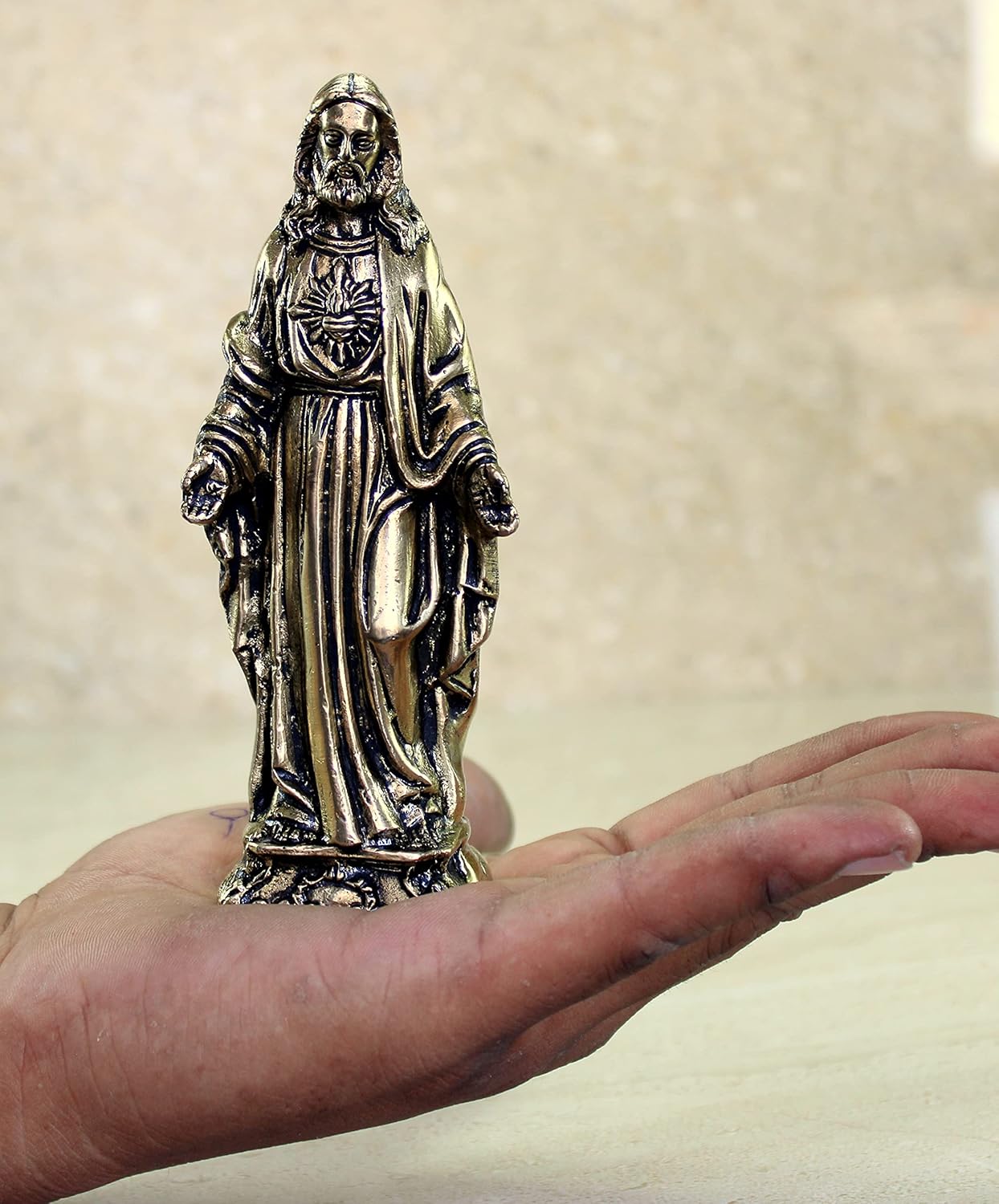 eSplanade Brass Mother Mary Statue Spiritual Idols - 5.75 inches | Religious Statues | Holy Statue of Christians
