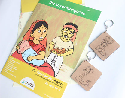 IVEI Panchatantra Workbook & DIY Keychains - The Loyal Mongoose Educational Activity for Kids Ages 4-7