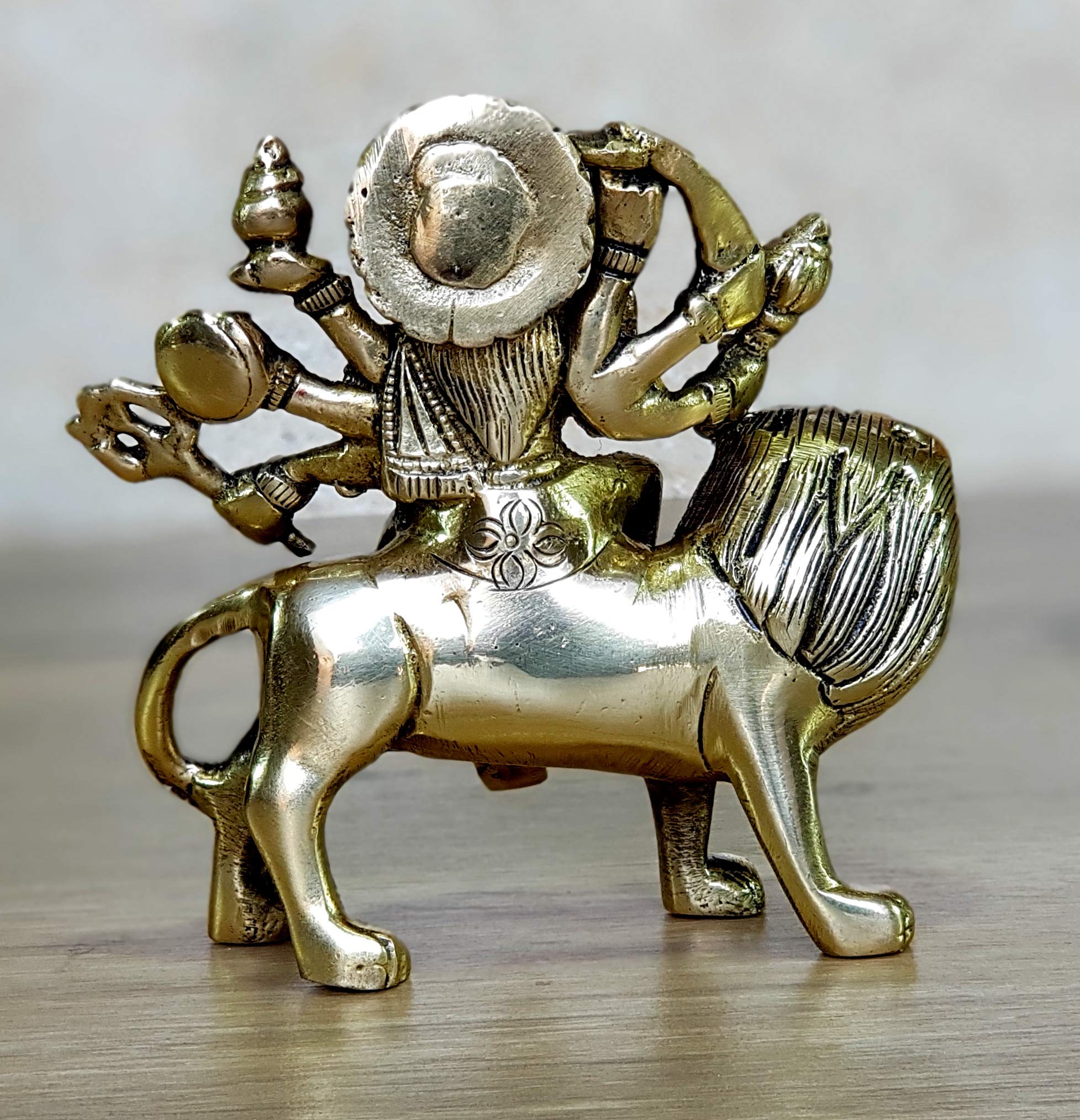 eSplanade Brass Maa Durga/MATA Rani Idol, Statue, Moorti, murti for Home Mandir and Home Decor (4.6 Inches & 6.5 Inches)