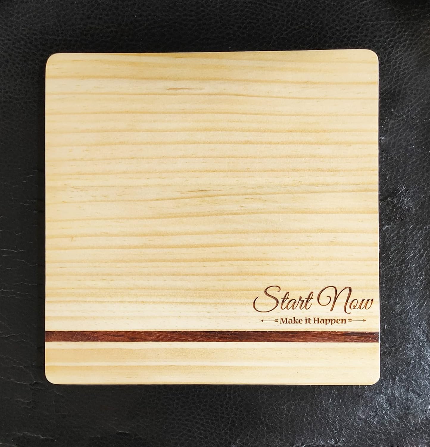 IVEI Pine Wood Penstand,Mouse Pad, Paper Weight Combo - Customised Work from Home Gift Set/ Customized Desk Organiser - with Name or Logo Engraving