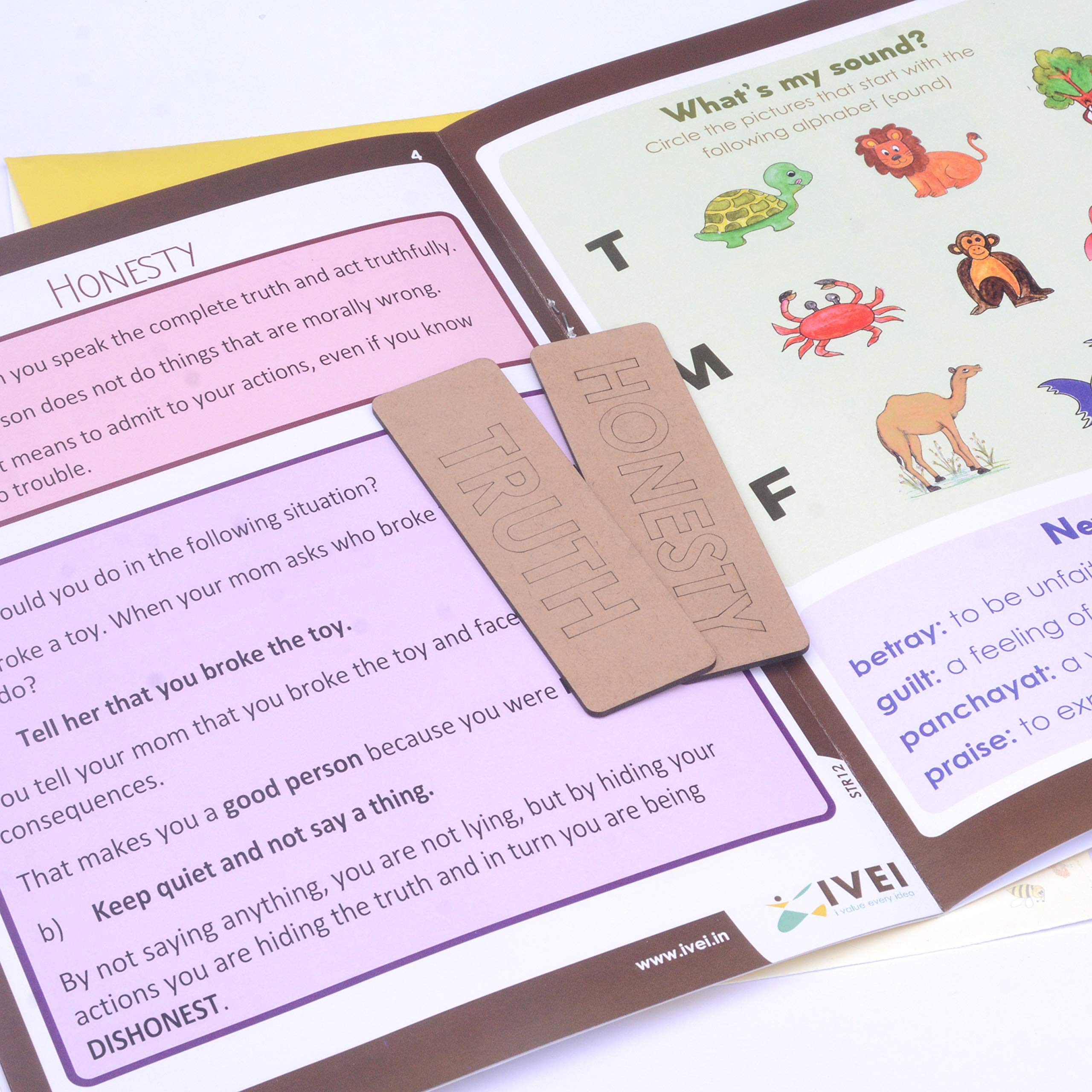IVEI Panchatantra Kids Learning Book - Workbook and 2 DIY Bookmarks of Panchatantra Story - Colouring Activity Worksheets - Creative Fun Activity and Education For Kids - Right And Wrong