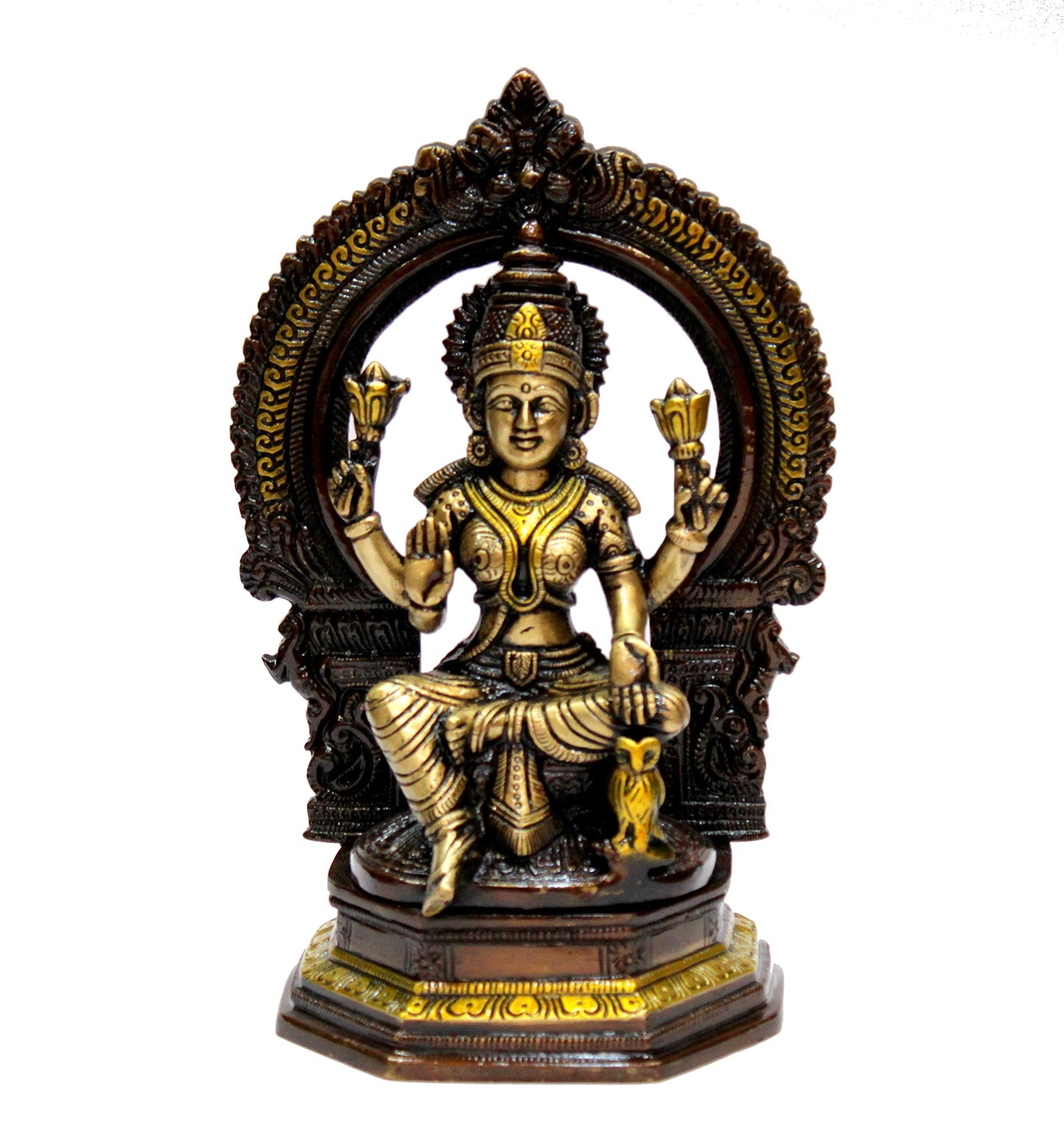 eSplanade Brass Laxmi Lakshmi Goddess Murti Idol Statue Figurine Sculpture | Pooja Idols - Home Decor | Golden - 6.75" Inches