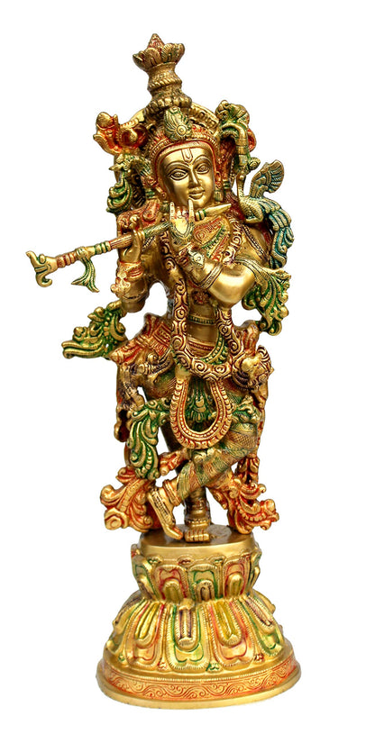 eSplanade - Brass Radha Krishna - Big Size - Brass Radha Idol Statue Sculpture (21") (Krishna Antique)