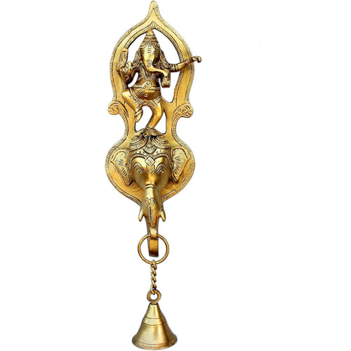 StonKraft - Elephant Face With Ganesha Door Knocker/Door Decor With Brass Bell For Door and Wall Decor