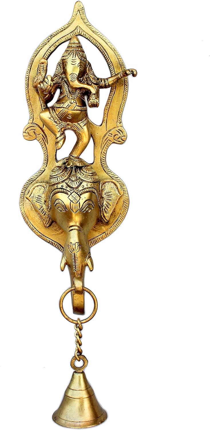 StonKraft - Elephant Face With Ganesha Door Knocker/Door Decor With Brass Bell For Door and Wall Decor