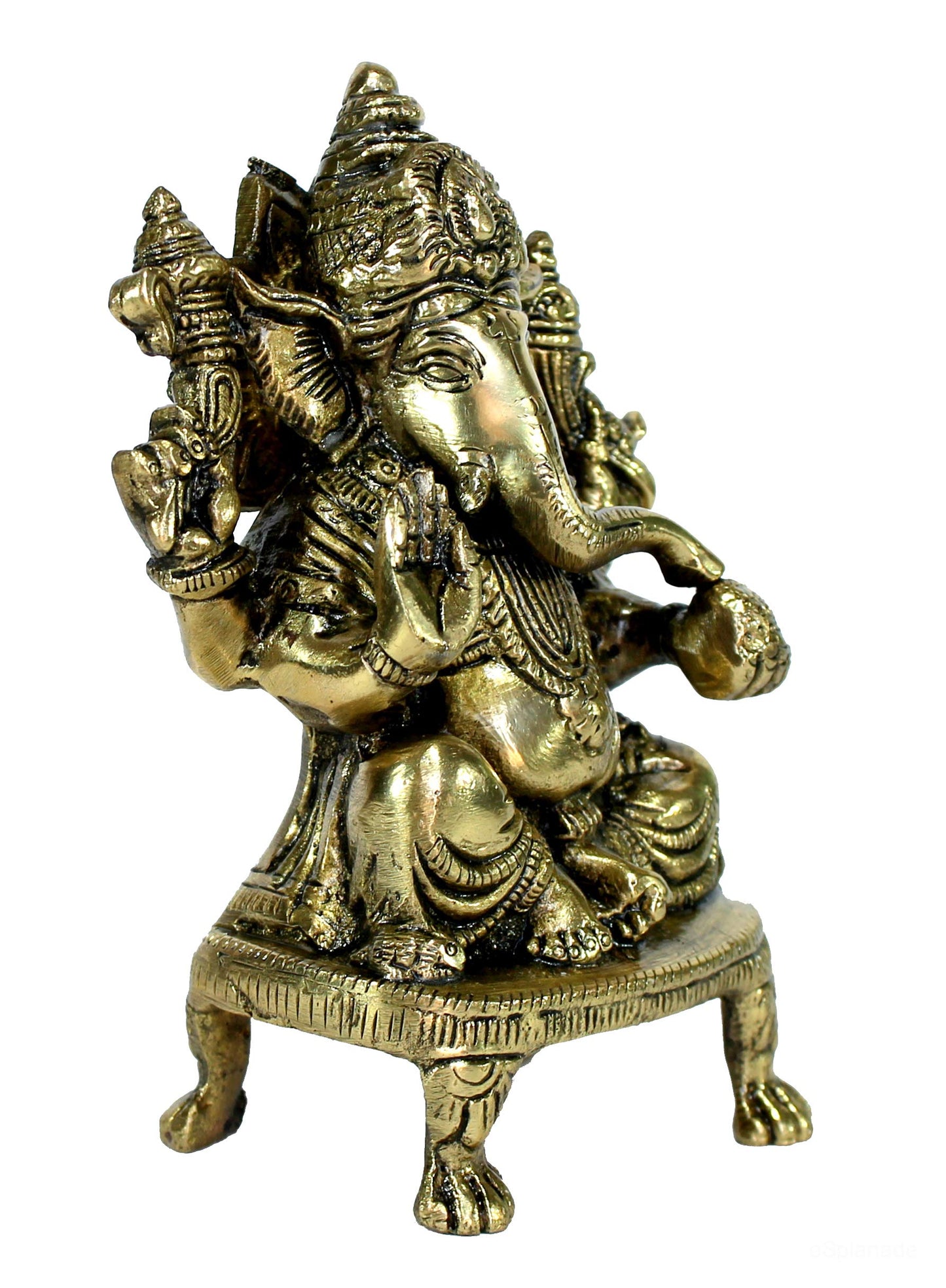 eSplanade 8" Brass Ganesha in Antique Finish | Pooja Puja Ganesh Ganesha Ganpati Ganapati Murti Idol (4.5" Ganesh)