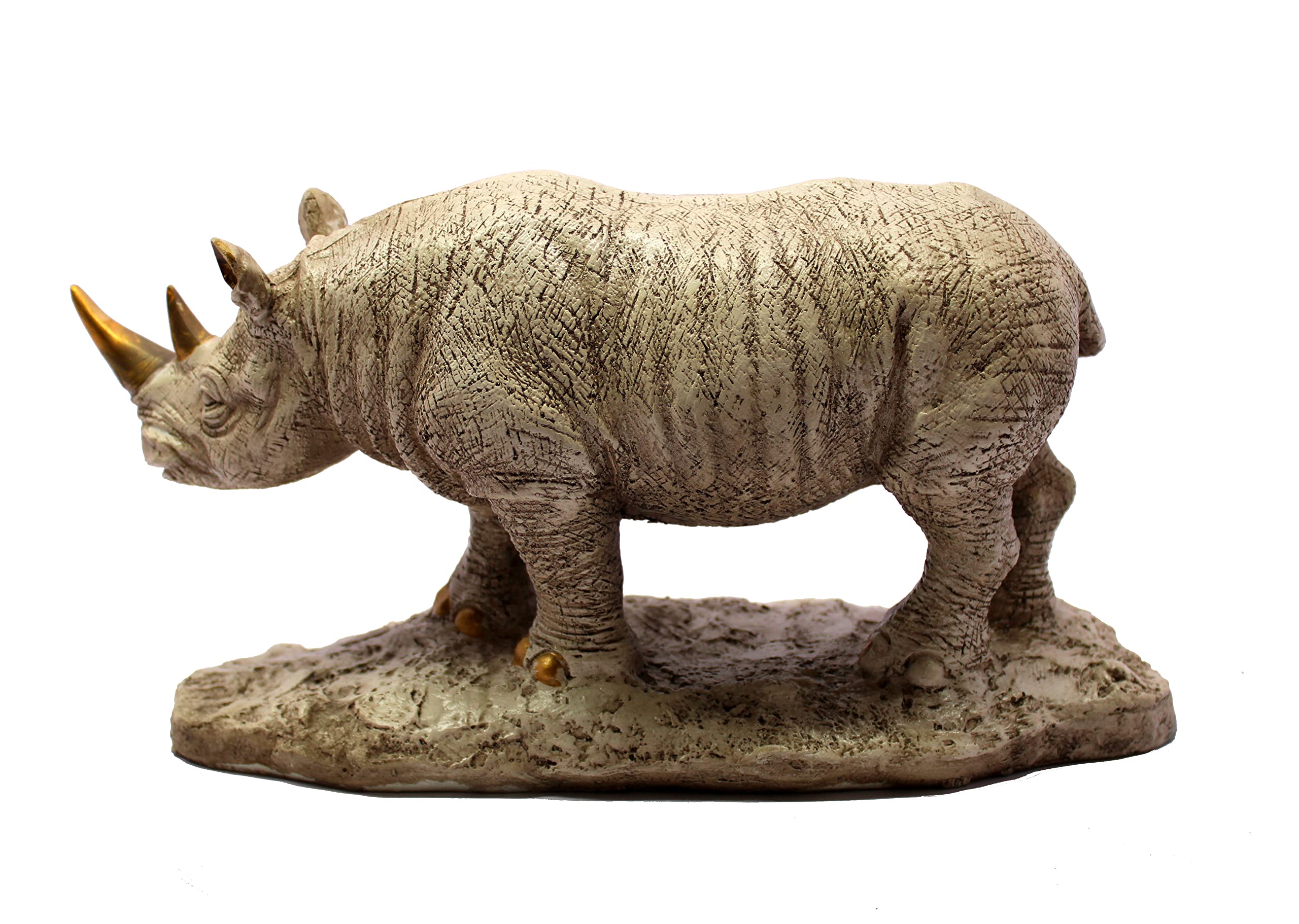 eSplanade Resin Rhinoceros Rhino Sculpture Showpiece Figurine - Home Decor - Beige - 11.9" Inches (Big Size)