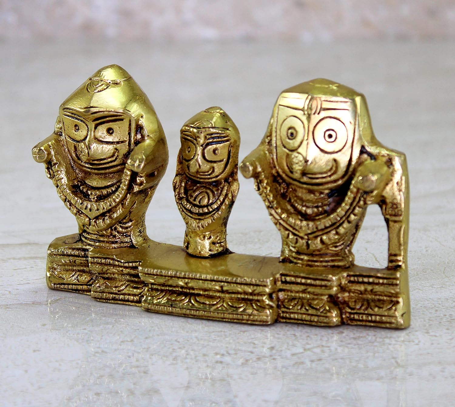 eSplanade Brass Lord Puri Jagannath, Balaram and Subhadra maa Idol for Decor Idol Murti Statue - 2.75 & 5.25 inches